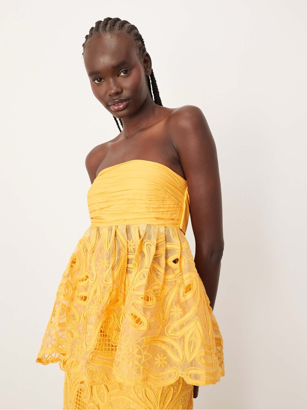 ARRANGE floral cornelli tie back bandeau top in mandarin - part of a set